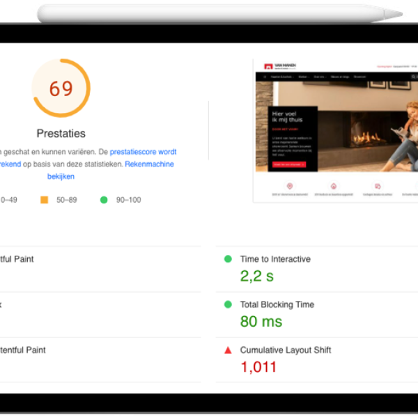 Score vóór de optimalisatie